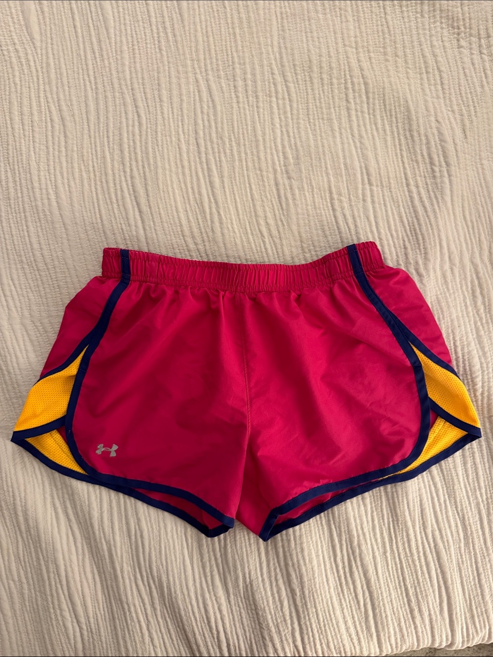 Under Armour Women's Fuchsia/Orange/Indigo Shorts Semi Fitted Athletic Shorts